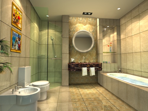 3D rendering of a modern bathroom